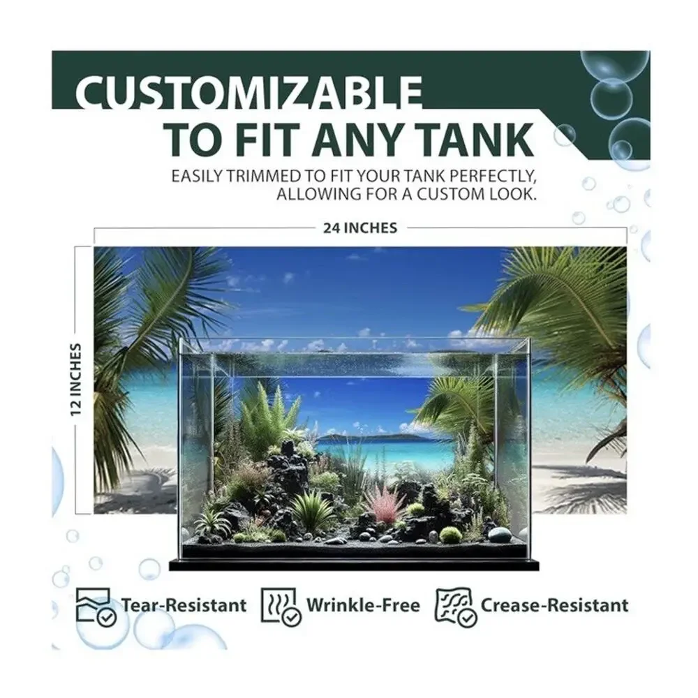 2 Aquatic Creations Aquarium Background Beach Scene 24”x12” 2 for 1